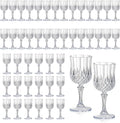 48 Pcs 7oz Vintage Plastic Wine Glasses - Clear Reusable Stemware