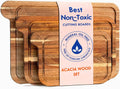 Non Toxic Cutting Boards Set - Safe Acacia Wood Kitchen Boards