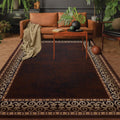 Bordered Modern 5x7 Non-Slip Low Pile Area Rug - Practical Style