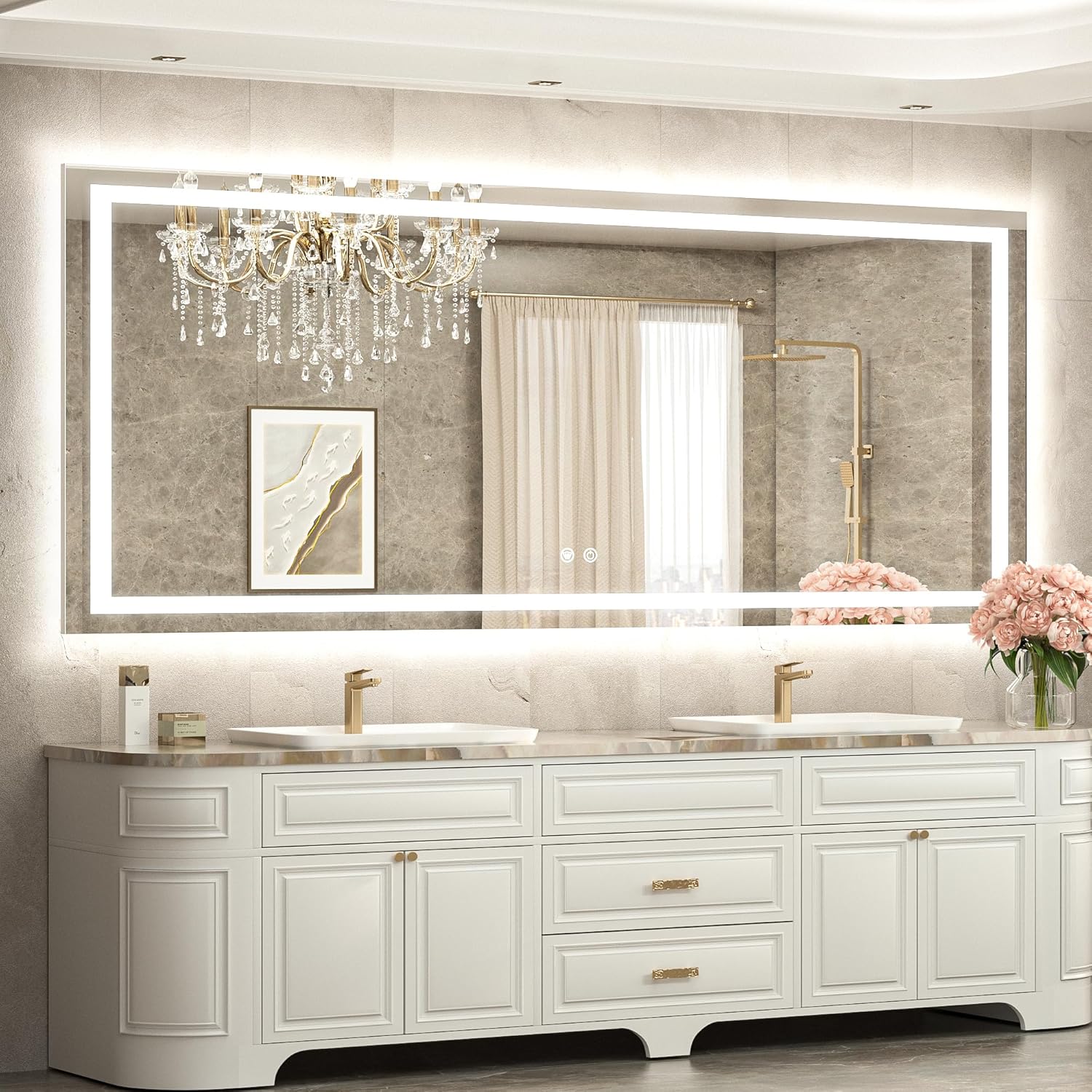 TETOTE 72 x 32 LED Bathroom Mirror with Dimmable Lights