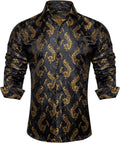 DiBanGu Men's Paisley Silk Shirt Perfect for Weddings