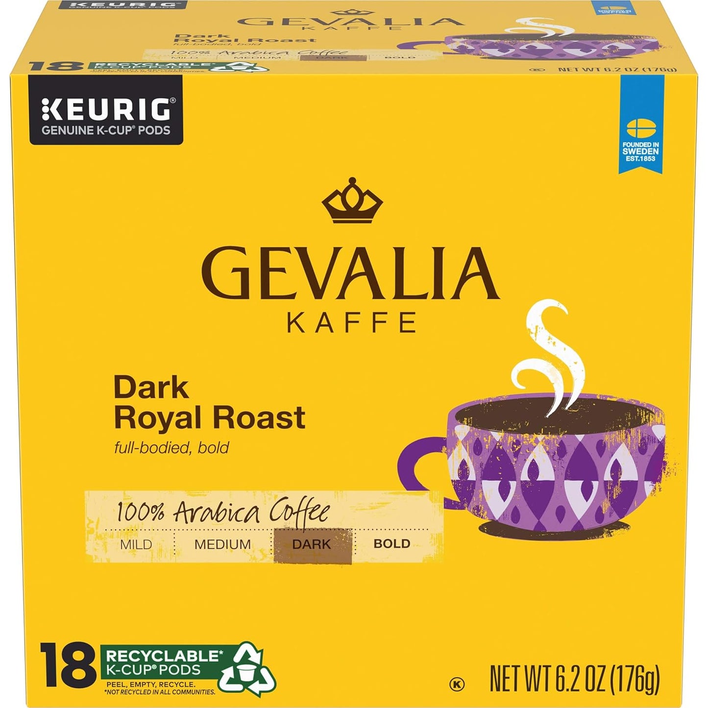 Gevalia Dark Royal Roast Coffee K-CUP Pods - Bold Flavor & Quality
