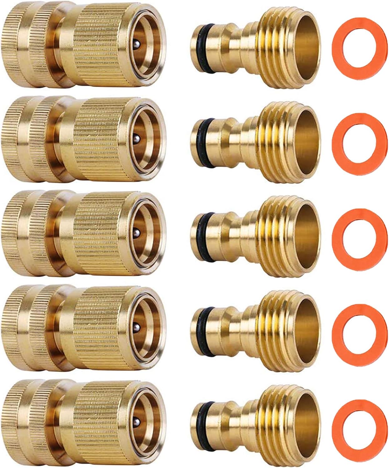 Garden Hose Quick Connectors Solid Brass Heavy Duty Value Pack