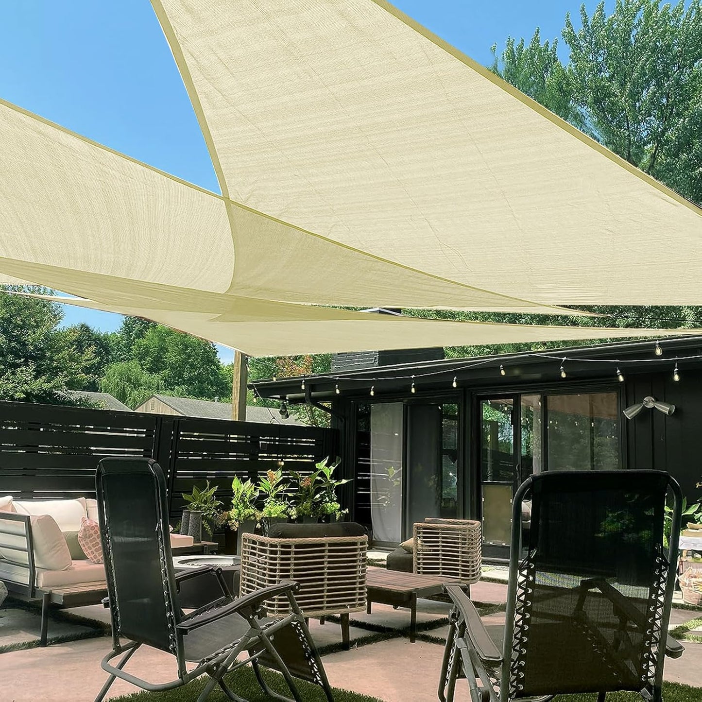 Custom Size Butter Cream Sun Shade Sail for Outdoor Spaces