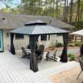 Domi 10 ft x 12 ft Hardtop Gazebo - Sturdy Double Roof Outdoor Shade