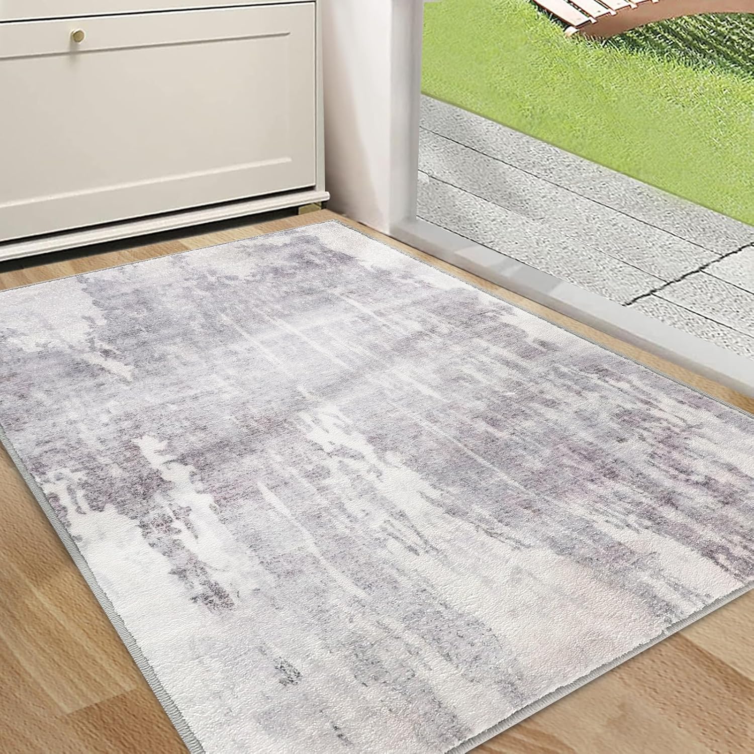 Cristgee Door Mat - Ultra Soft Non-Slip Entryway Rug 36X60 in Gray