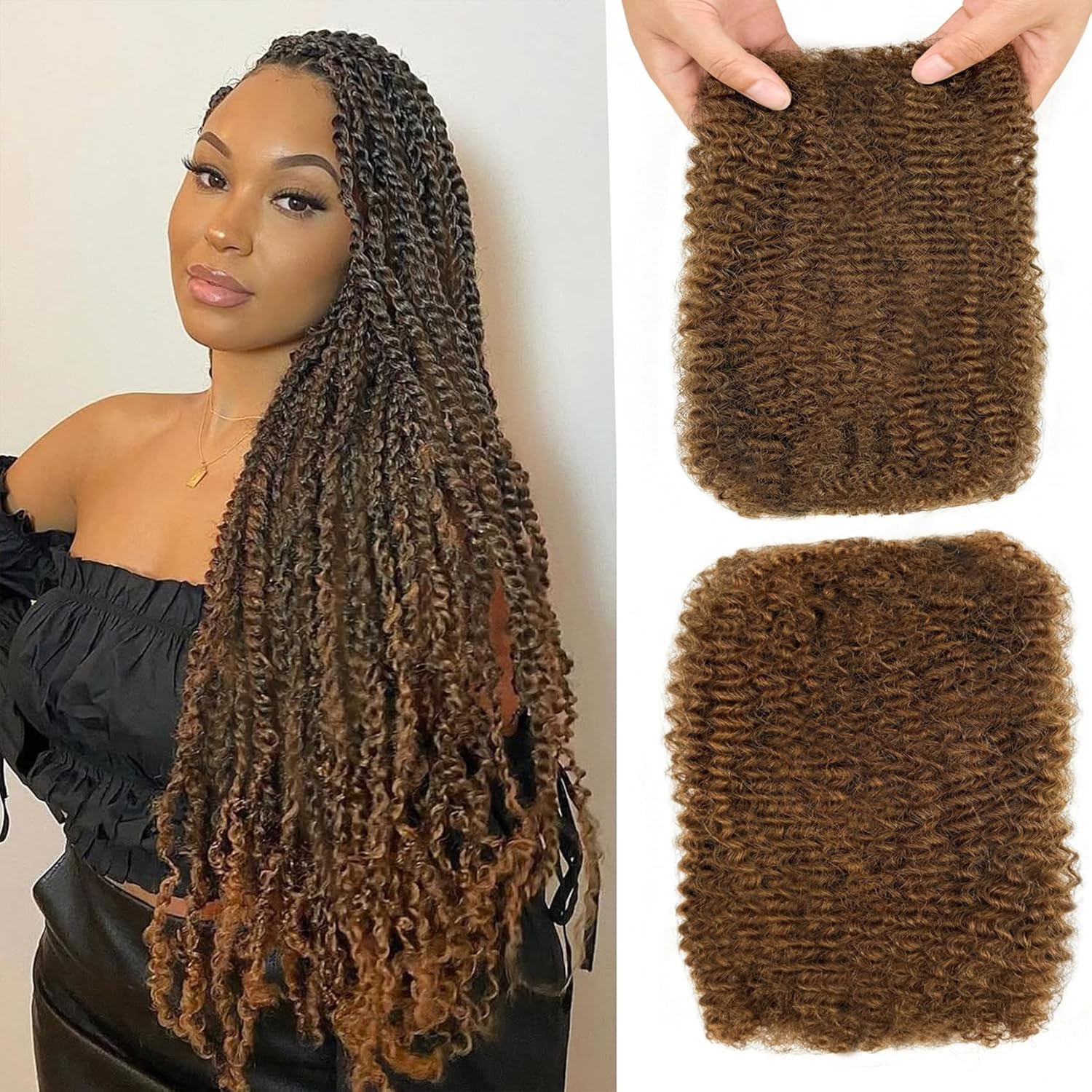 Human Braiding Hair for Twist 20 Inch Afro Kinky Bulk Bundles