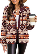 Zeagoo Women's Cozy Fleece Jacket Western Aztec Print - Warm Casual no
