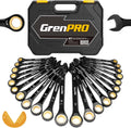 Ratcheting Wrenches Set 23PC SAE & Metric - Compact Organized Kit