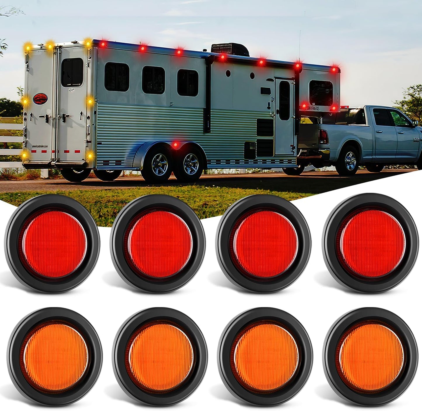 Nilight 2.5 Inch Round Marker Light Set for Trucks and Trailers