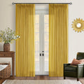 80 Inch Pinch Pleated Linen Curtains 2 Panels - Thick Semi Sheer