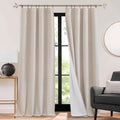 RYB HOME 3 in 1 Linen Blackout Curtains - Noise Reducing, Energy