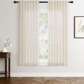 Flax Linen Beige Curtains 63 in 2 Panel Set - Semi Sheer Privacy