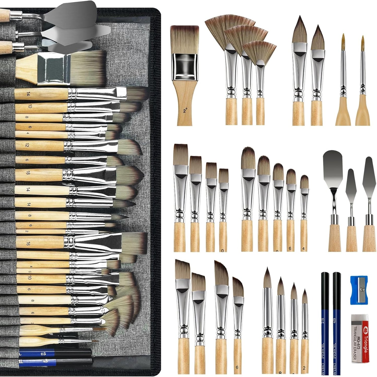 Bougimal 33 PCS Paint Brush Set for Artists and Beginners