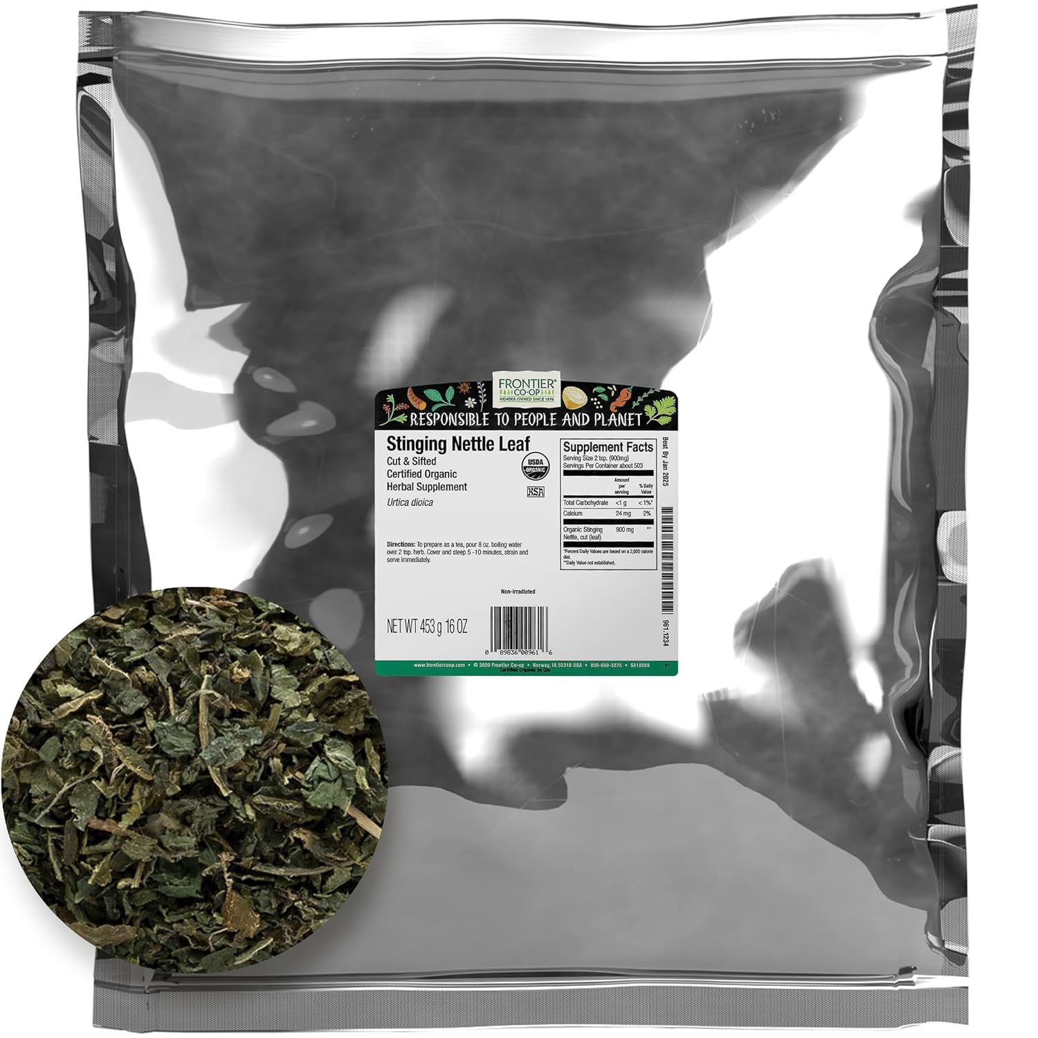 Organic Cut and Sifted Stinging Nettle Leaf for Wellness Teas