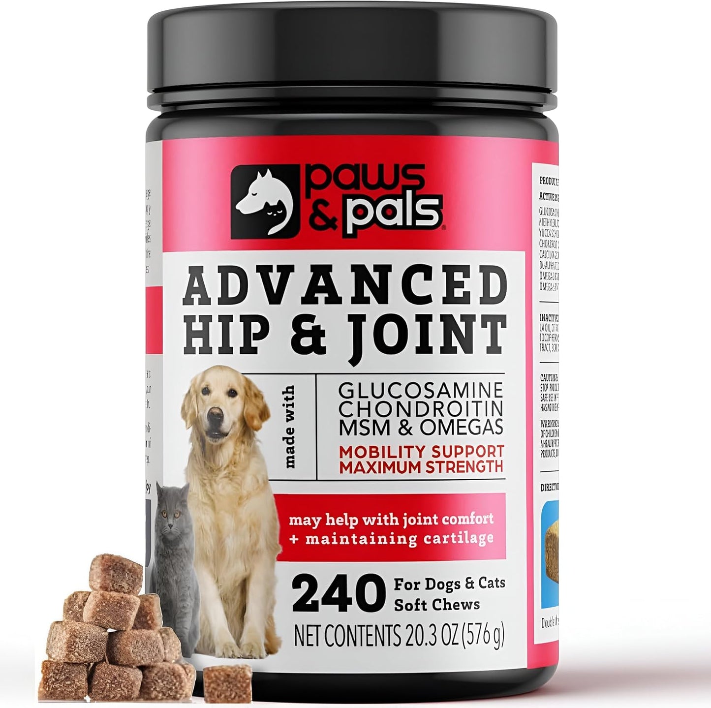 Paws & Pals Glucosamine Chondroitin MSM for Dogs 240 Count