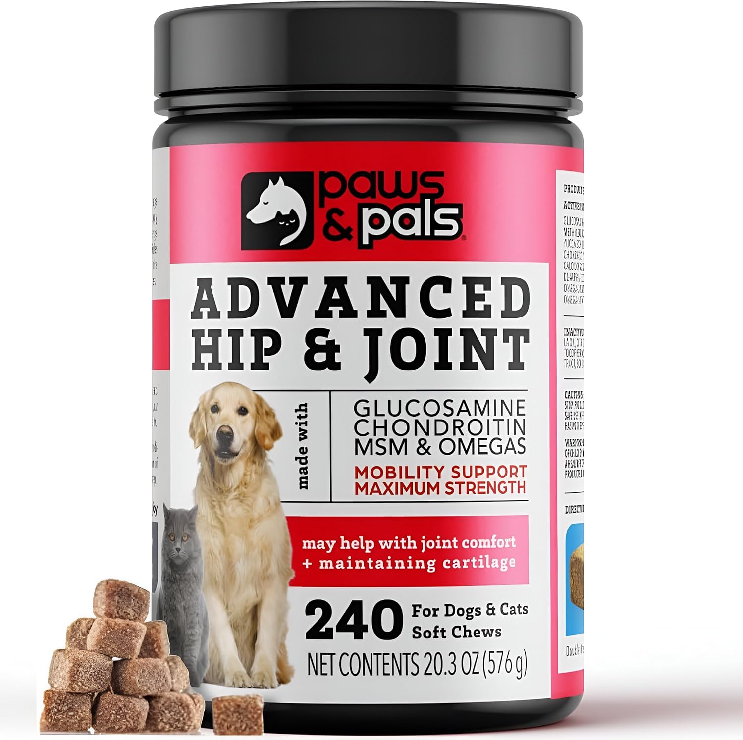 Paws & Pals Glucosamine Chondroitin MSM for Dogs 240 Count