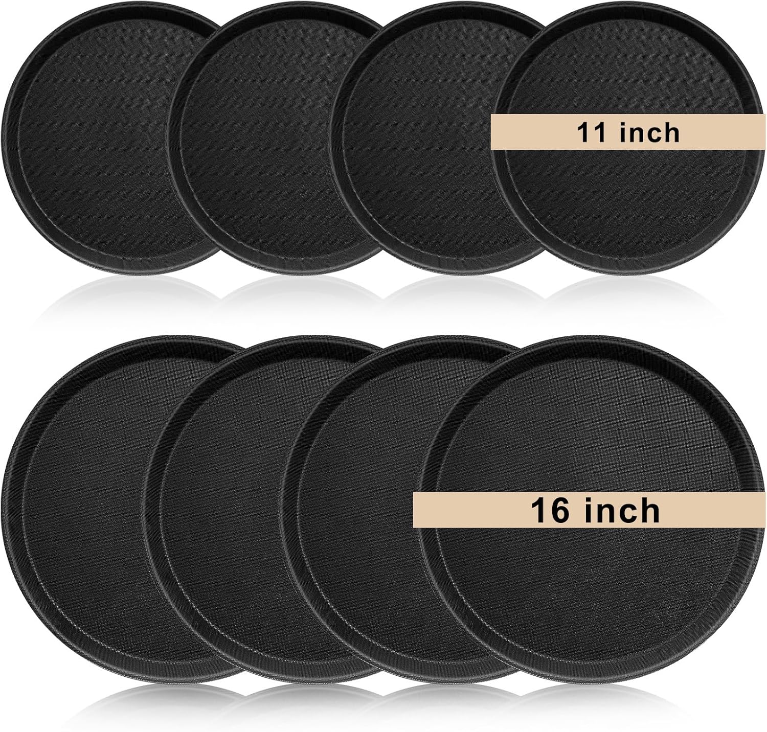 Zopeal 8 Pieces Black Round Restaurant Serving Tray Set