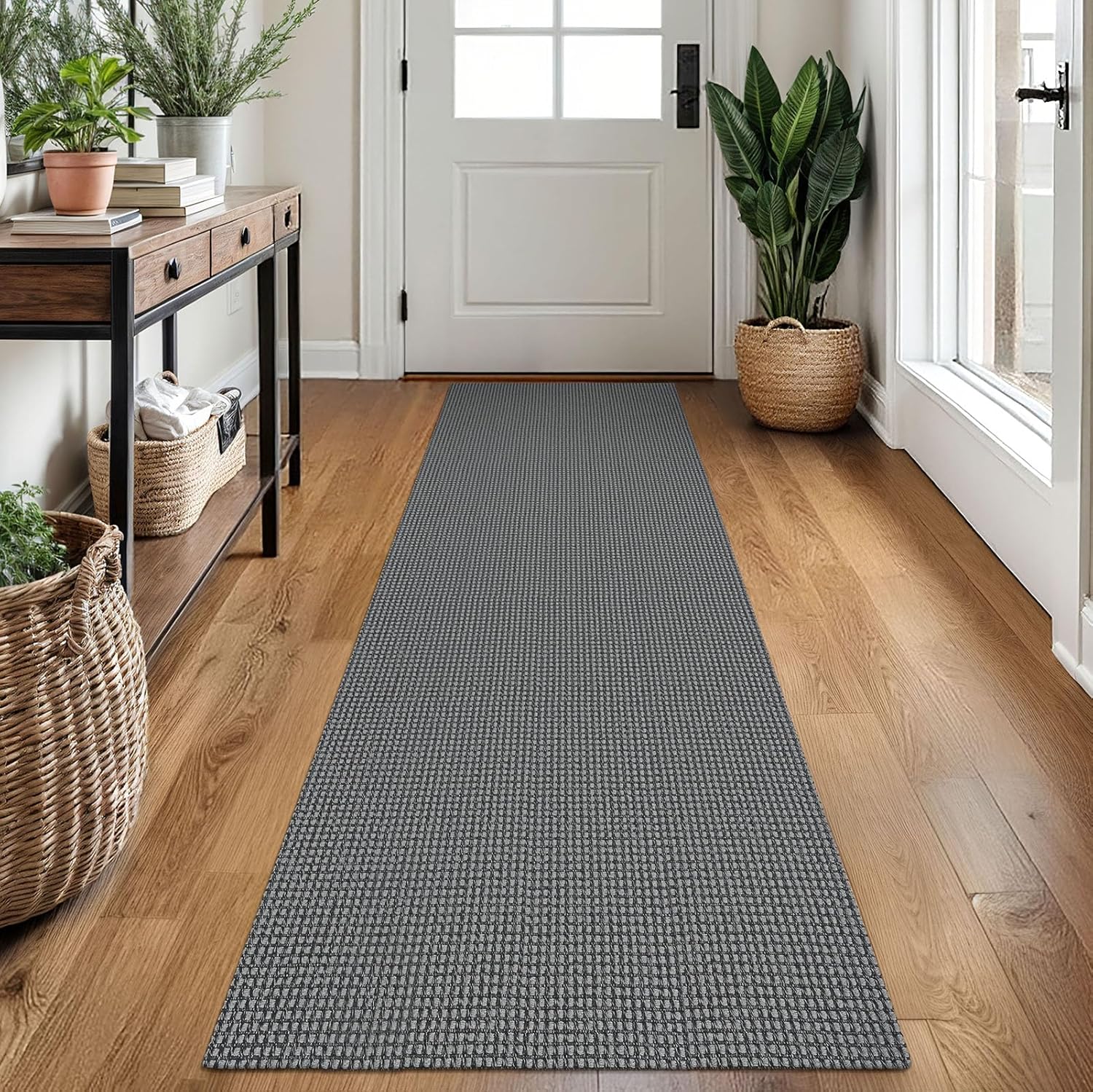 Woven Runner Rug 2x7 Ft Washable Non Slip for Hallways