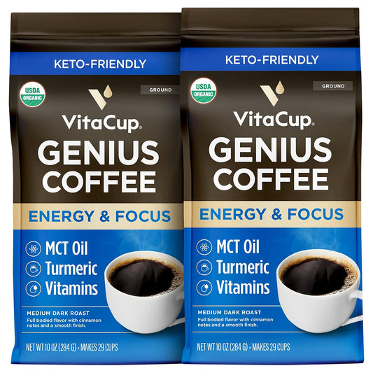 VitaCup Organic Genius Ground Keto Coffee for Energy & Focus