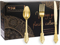 Gold Plastic Silverware 300pcs Cutlery Set - Durable Party Pack