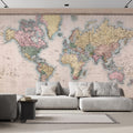Full Color Antique Mercator Projection Wall Mural - Peel & Stick