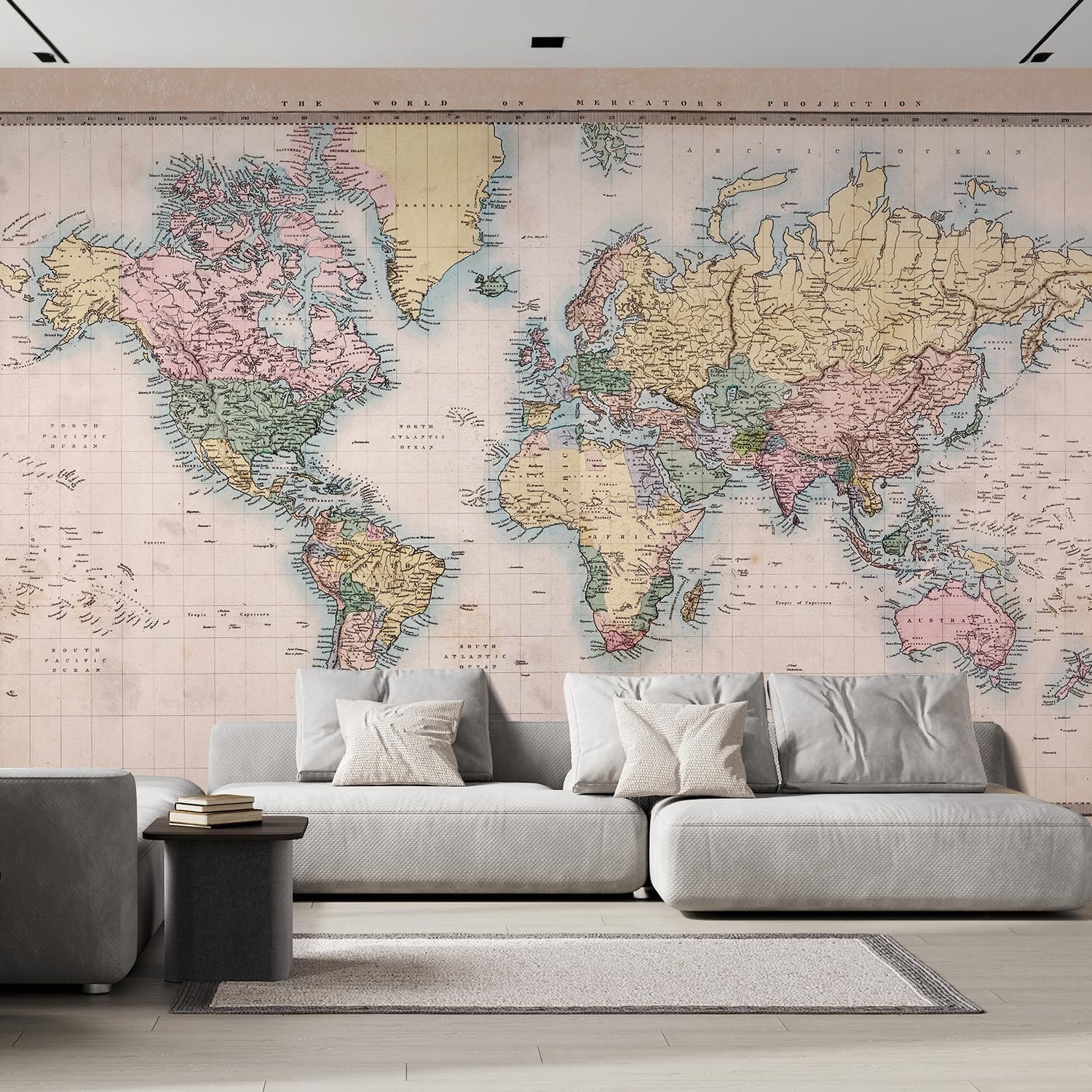 Full Color Antique Mercator Projection Political Map Wall Mural