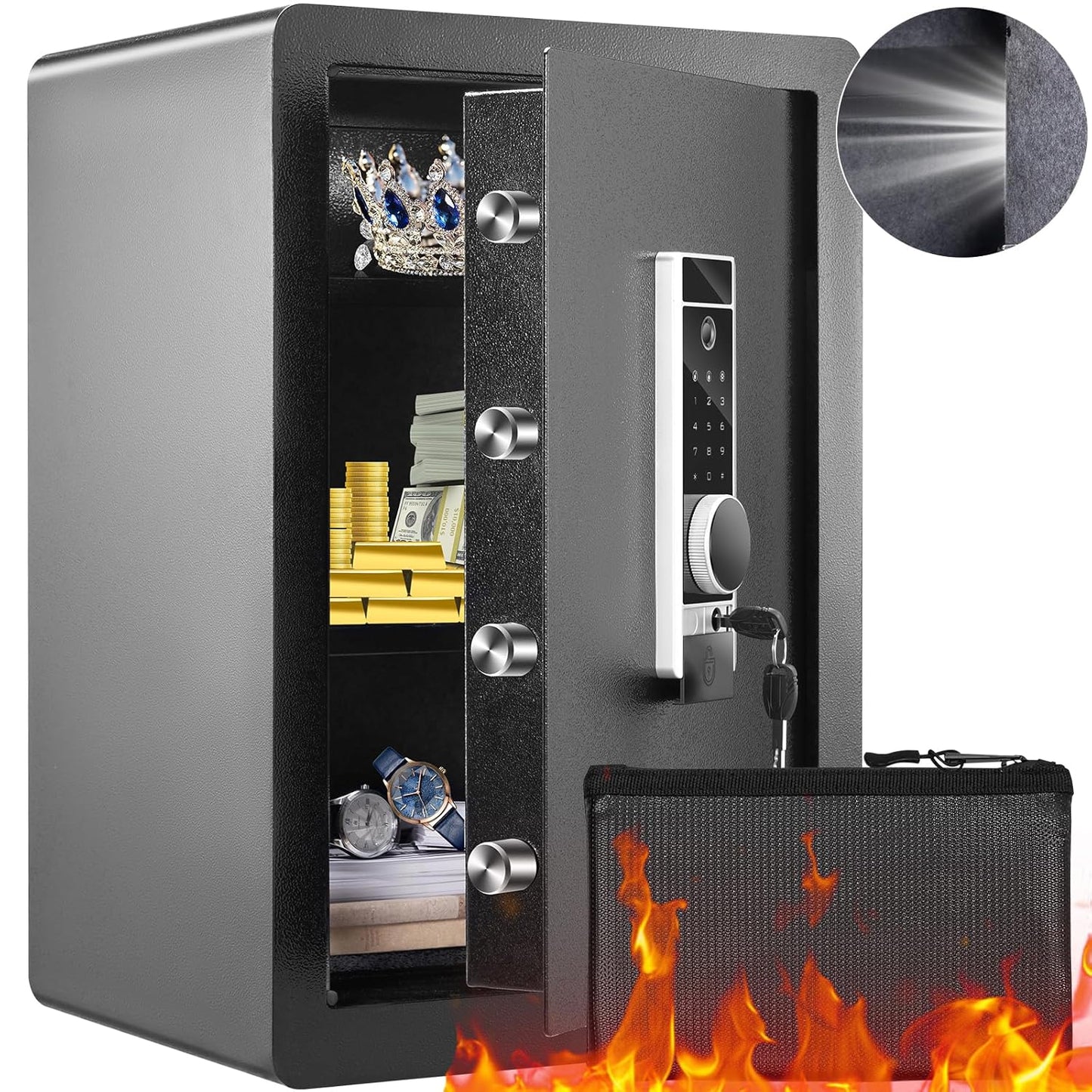 VEVOR Steel Security Safe with Fingerprint & Digital Keypad Lock