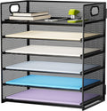 Paper Organizer Letter Tray 6 Tier - Portable Mesh Desk File Sorter