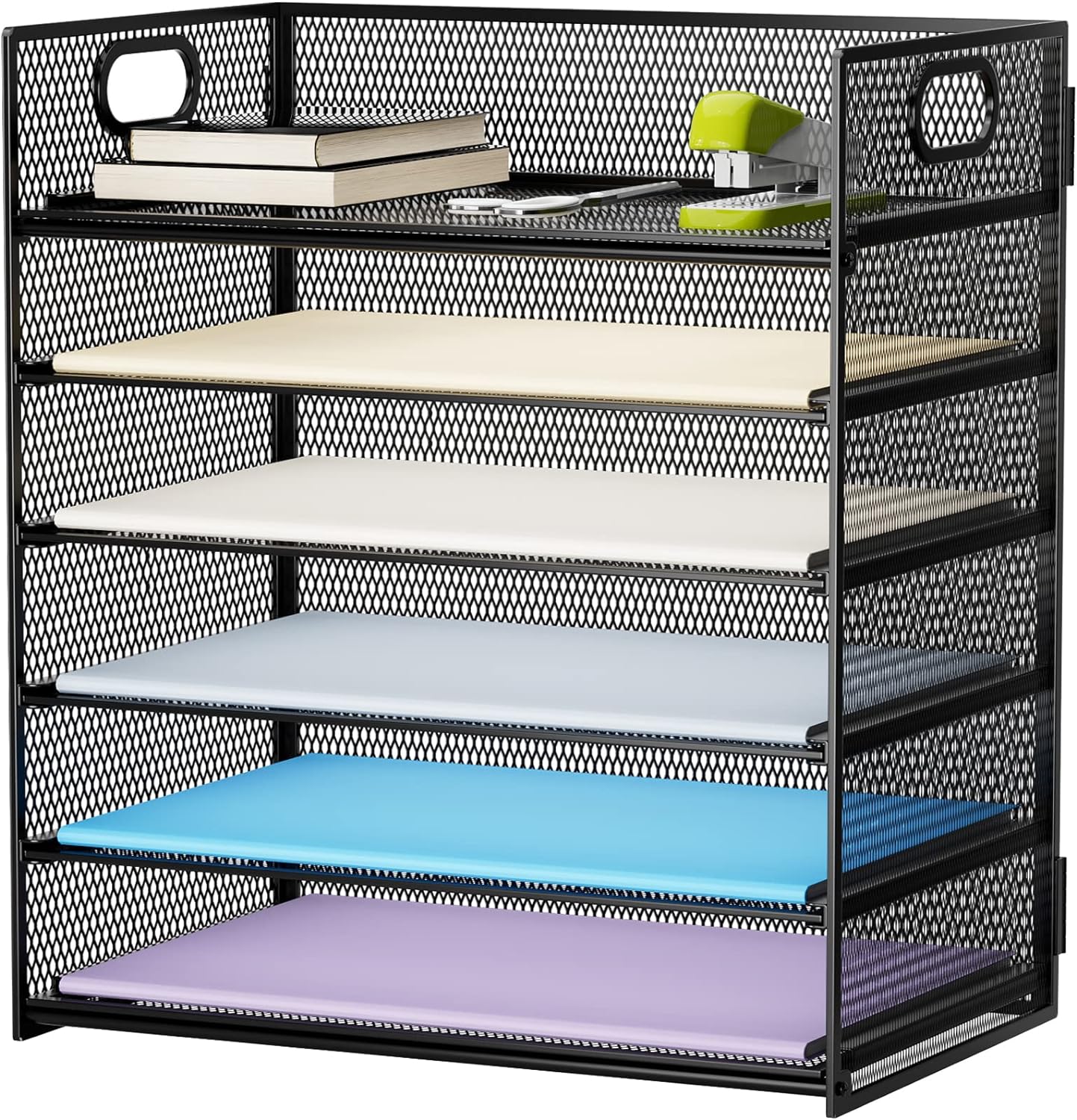 Marbrasse 6 Tier Mesh Desk File Organizer - Efficient Paper Sorting