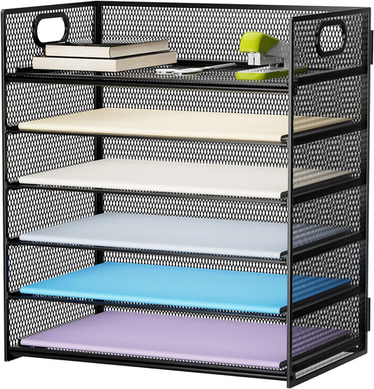 Marbrasse 6 Tier Mesh Desk File Organizer - Efficient Paper Sorting