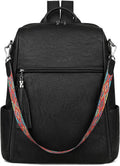 Leather Laptop Backpack for Women 15.6 in PU - Convertible Black