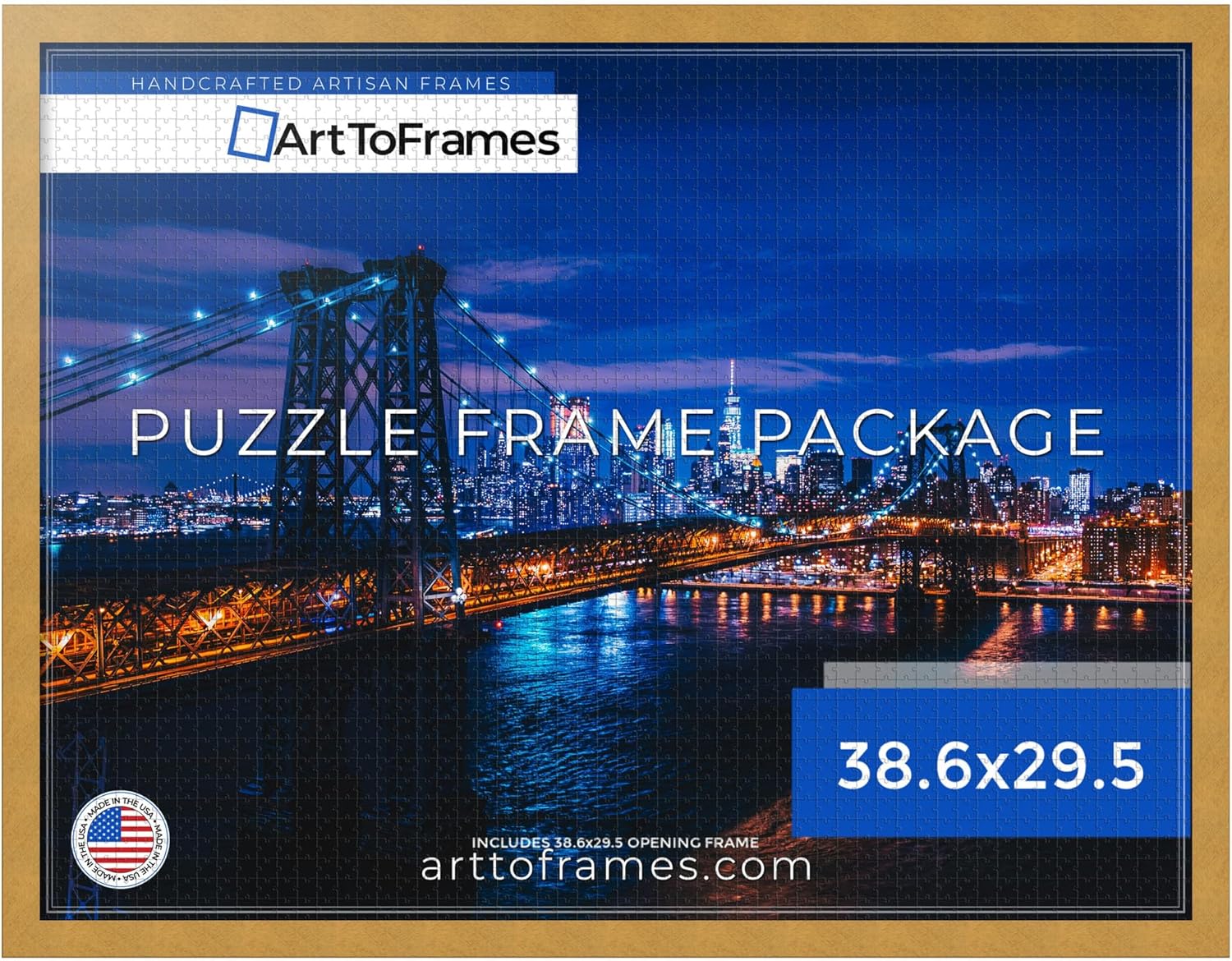 ArtToFrames 38.6x29.5 INCH Gold Frame for 2000 Piece Puzzles