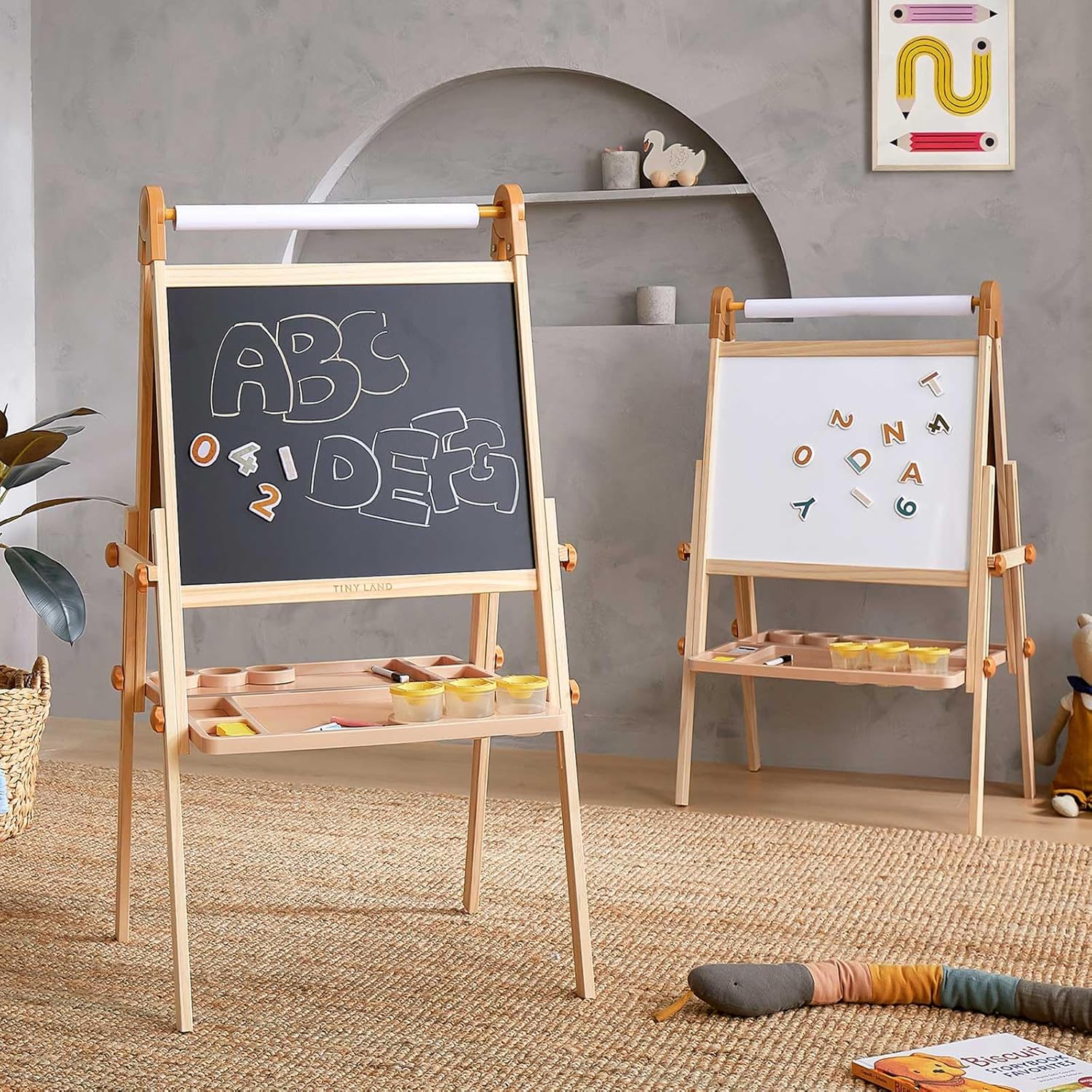 Tiny Land Kids Easel - Double-Sided Magnetic Art Easel for Fun