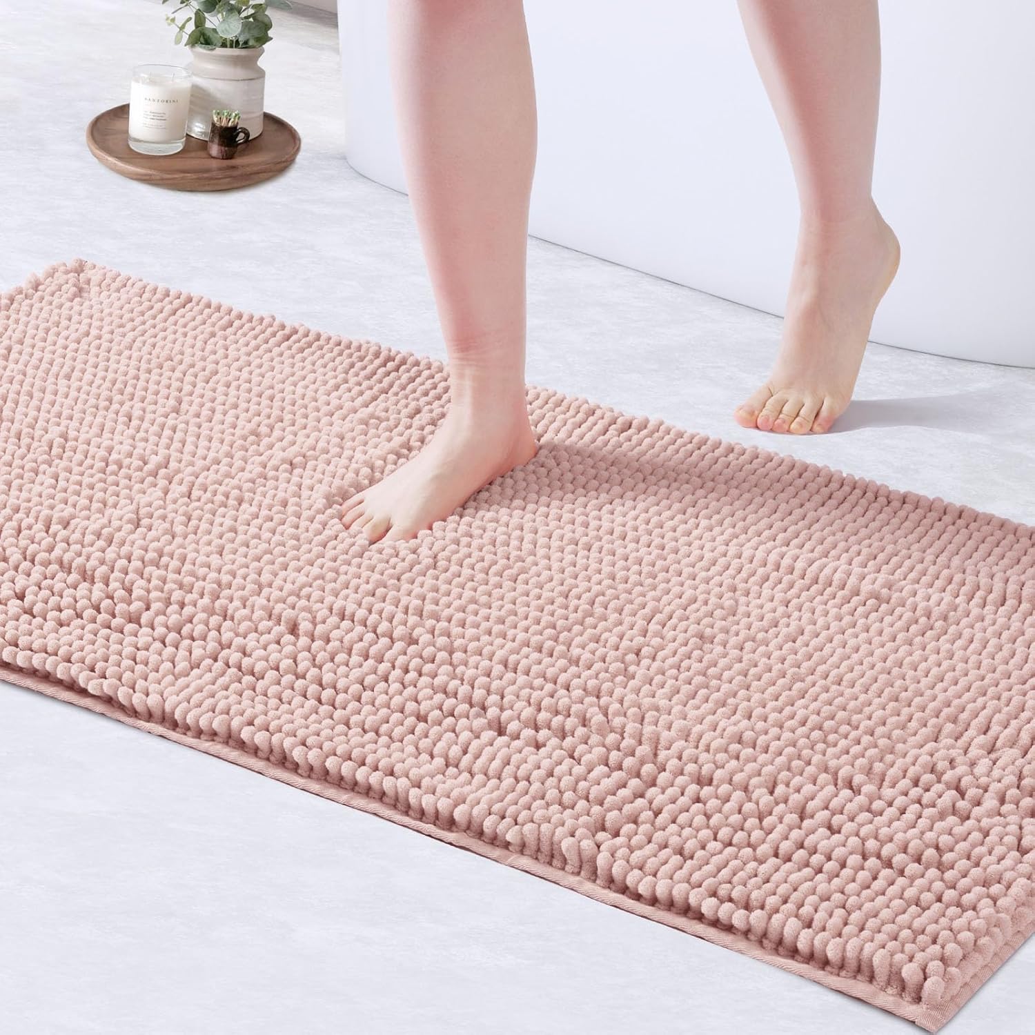 FRESHMINT Large Chenille Bathroom Rugs Mat for Soft Comfort