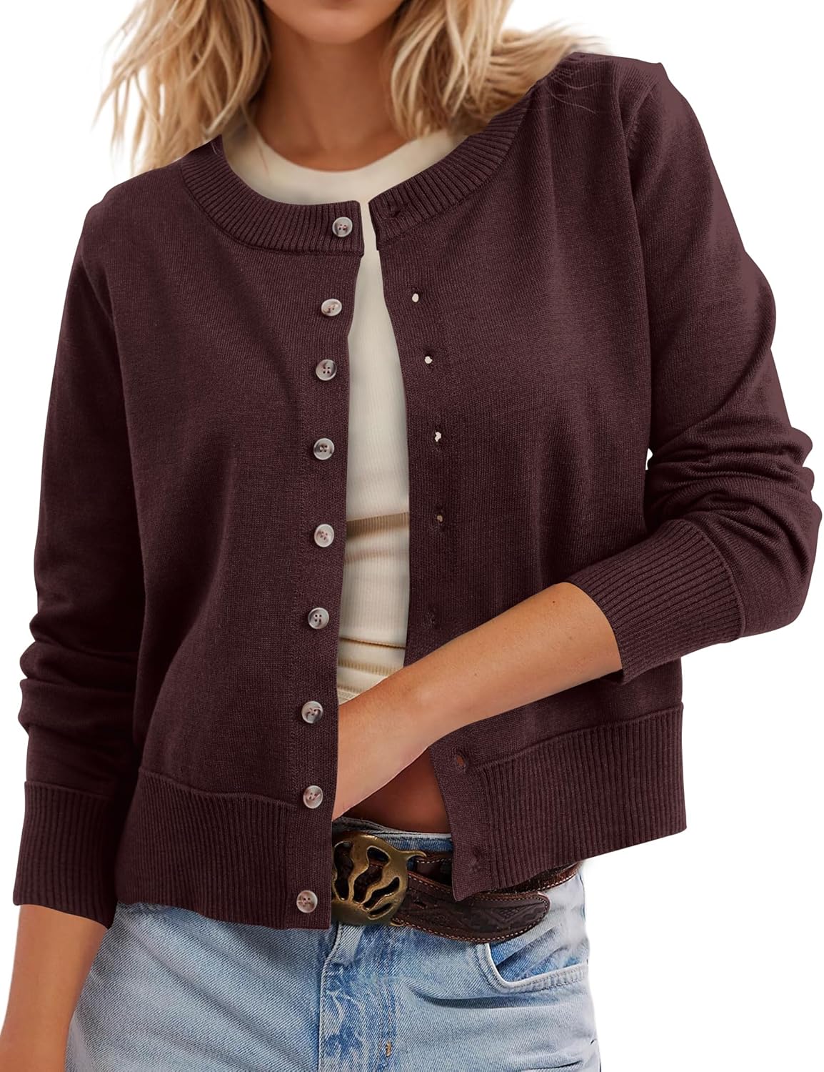 Leopard Cardigan Open Front Button Up Sweaters for Women