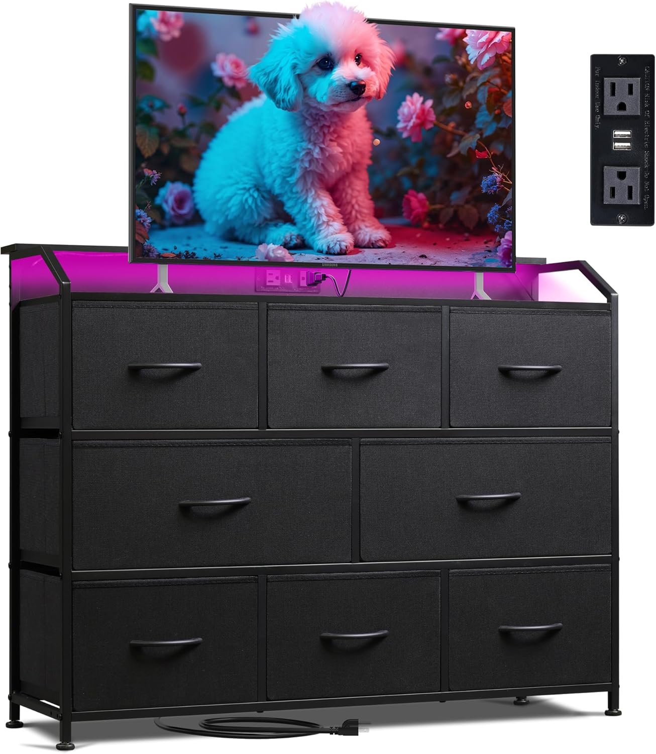 WLIVE Led Dresser for Bedroom with 8 Fabric Drawers