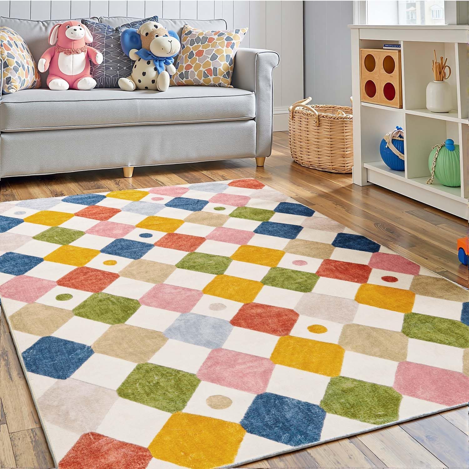 Colorful Diamond Area Rug 3x5 for Kids and Playrooms