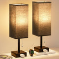 Black Table Lamps for Bedroom Set of 2 - Compact Nightstand Lamps