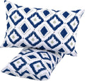 Outdoor Lumbar Pillows 12 x 20 in Set of 2 - Waterproof Shredded Foam