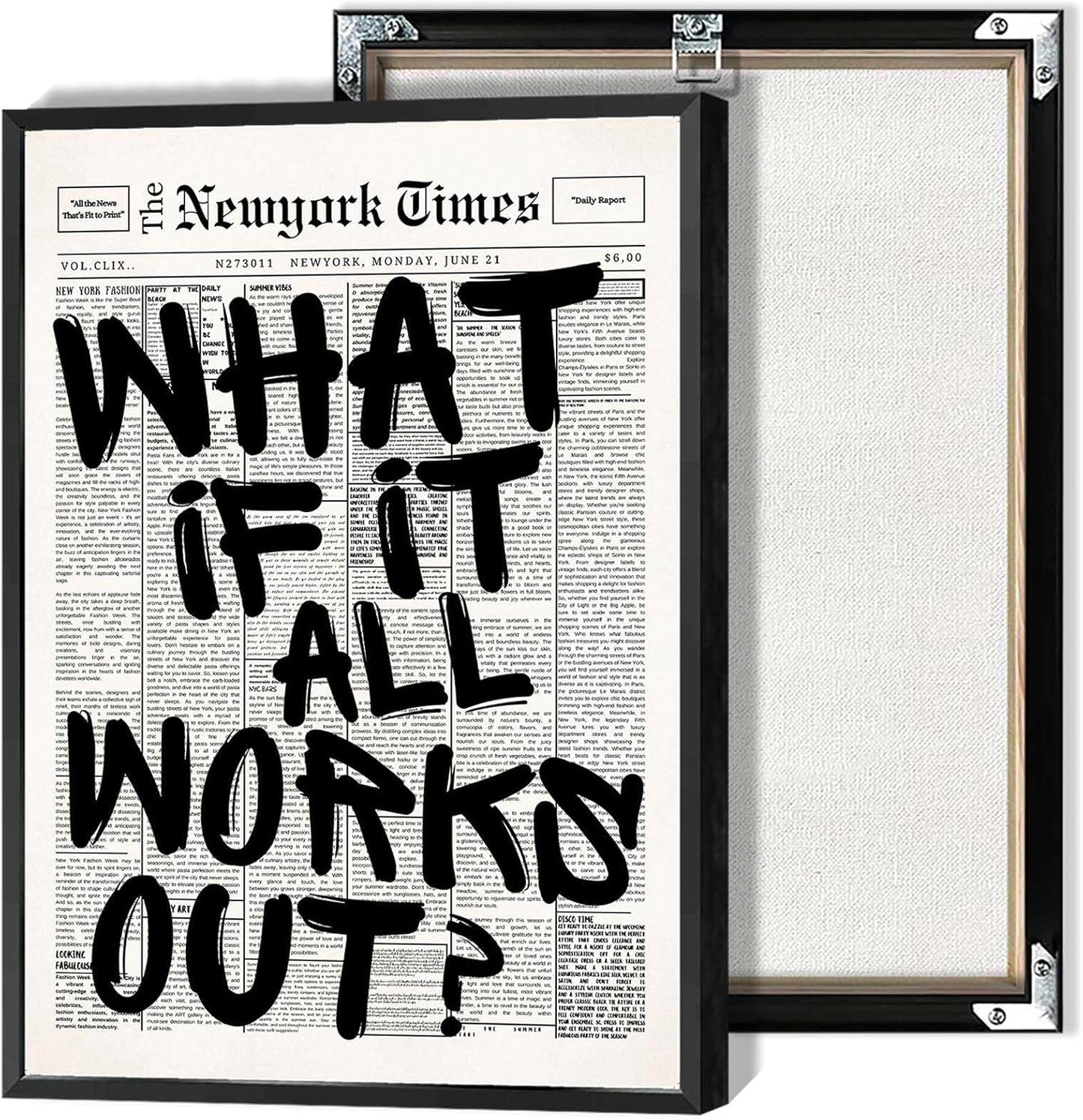 Retro Black And White Newspaper Poster Canvas Wall Art Decor