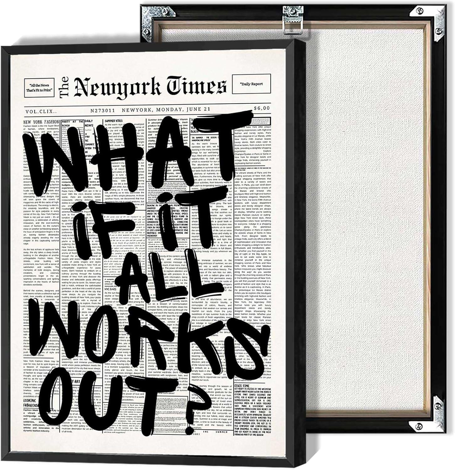 Retro Black And White Newspaper Poster Canvas Wall Art Decor