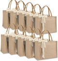 10pcs Burlap Tote Bag Set with Handles - Waterproof Reusable Jute Bags