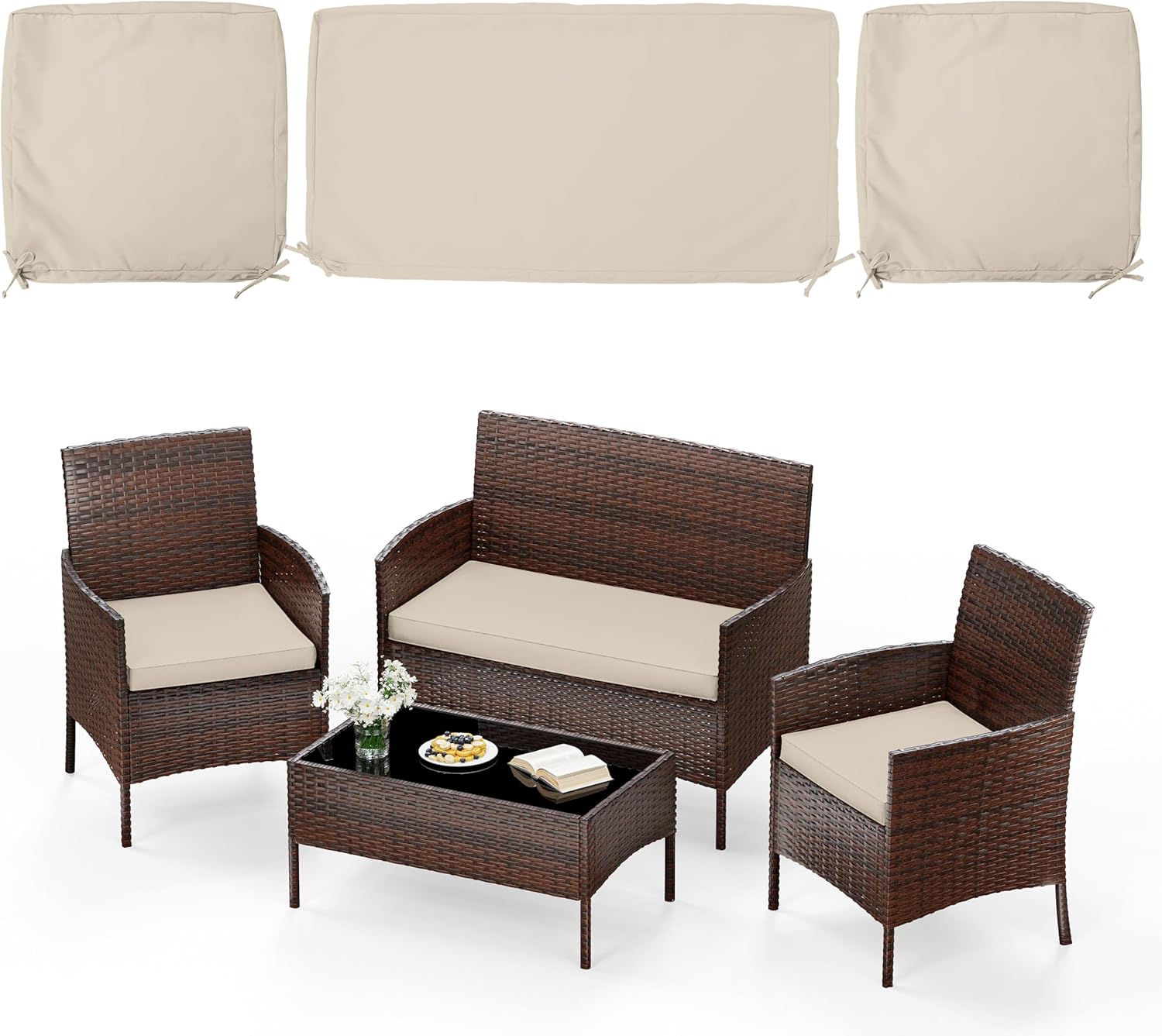 Pakunoda Outdoor Seat Cushion Replacement Set for Wicker
