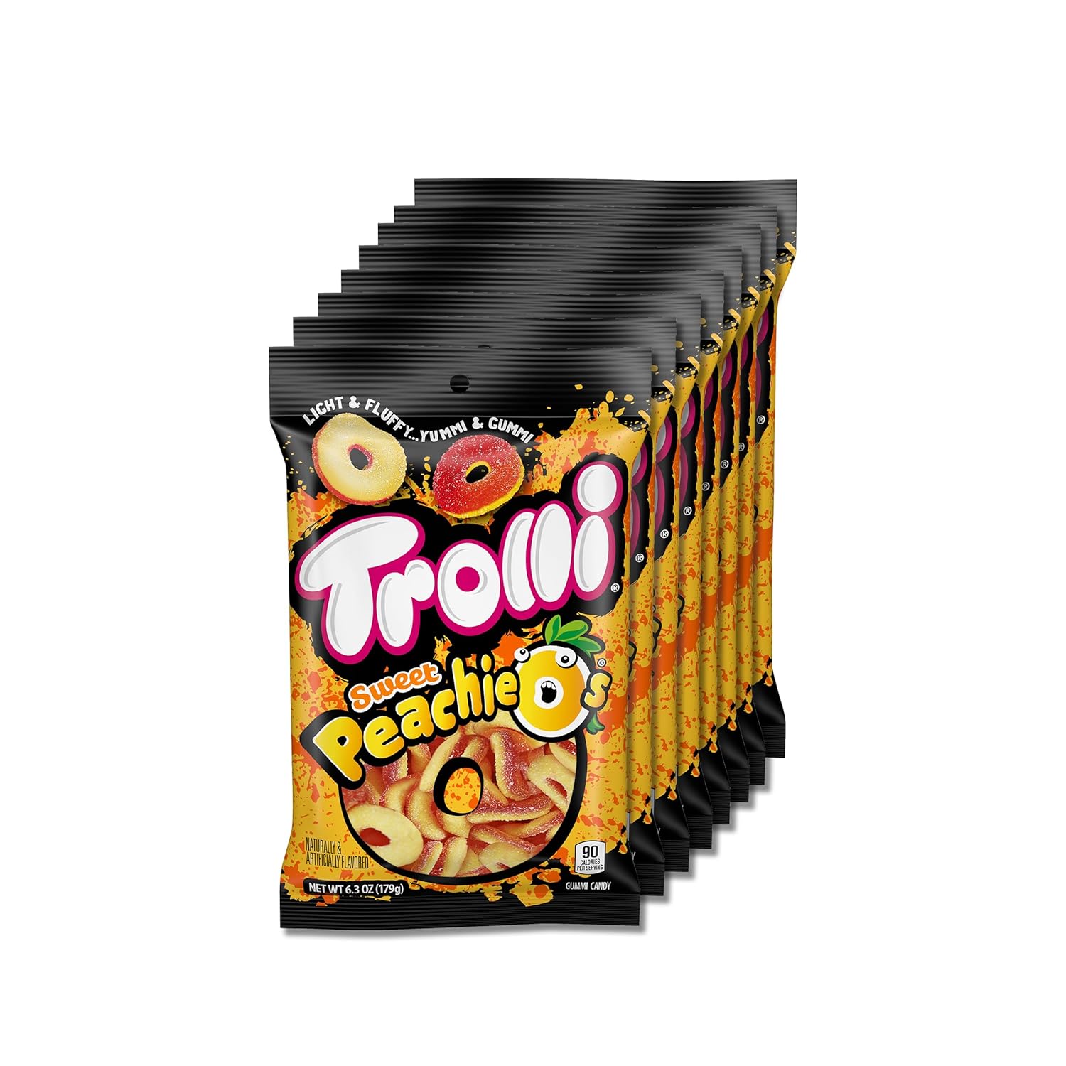 Trolli Peachie O's Sour Gummy Candy Rings - 6.3 Ounce Bags