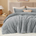 BEDELITE Fleece Twin Comforter Set - Super Soft Warm Light Grey
