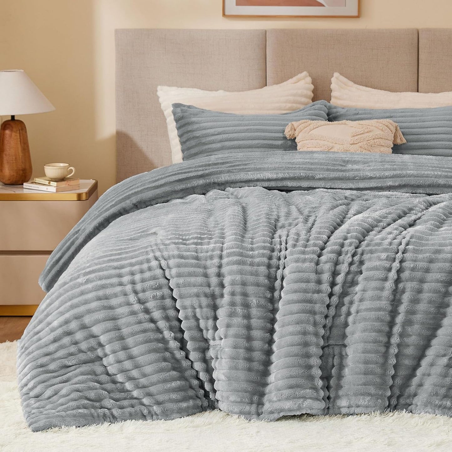 BEDELITE Fleece Twin Comforter Set - Super Soft & Warm Bedding