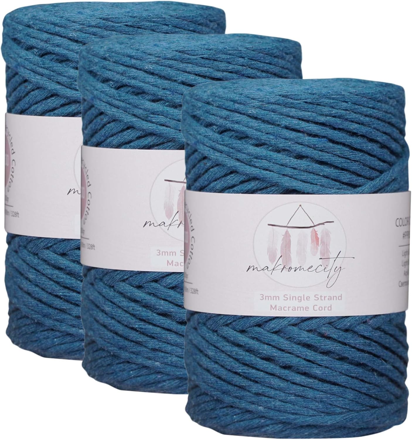 3mm Single Strand Macrame Cord for Art & Crafts - Navy Blue