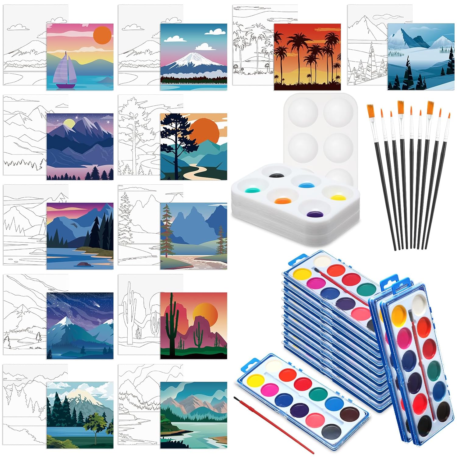 Ctosree 12 Sets Pre Drawn Canvas Kit for Art Parties and Gifts