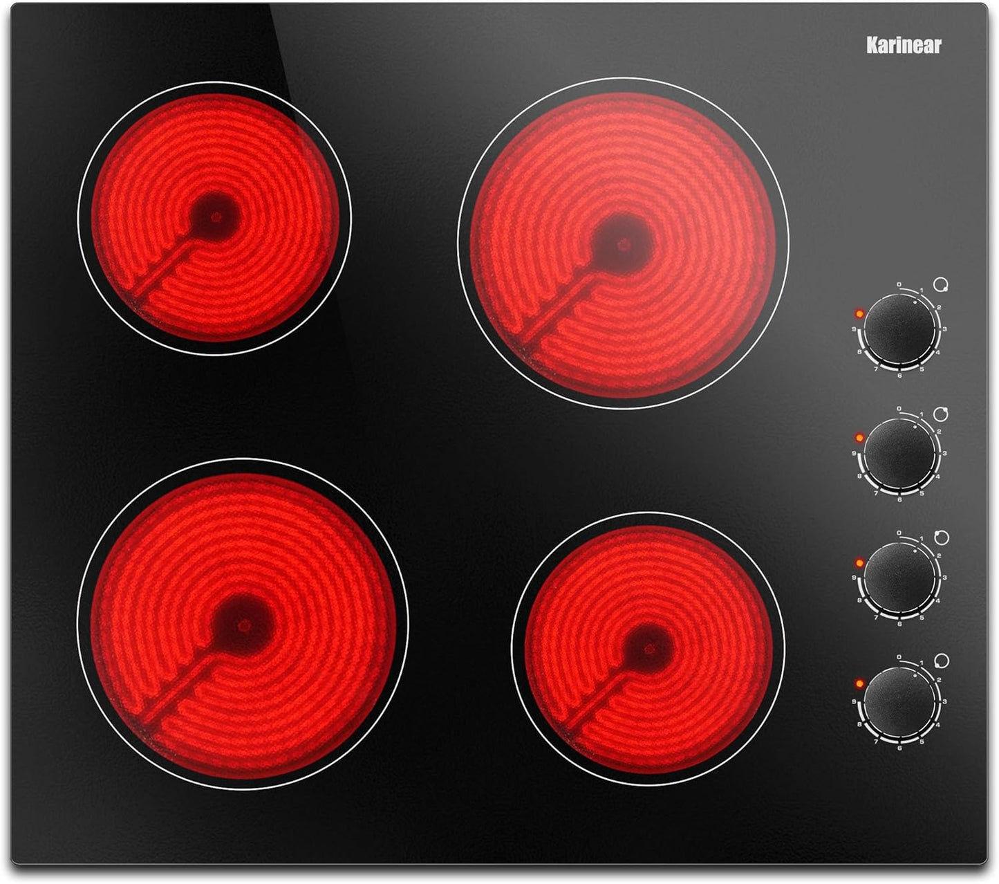 Karinear 24 Inch Electric Cooktop: User-Friendly 4 Burner Stove